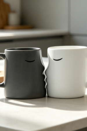 Kissing Couple Mug Set for Wedding, Engagement, Valentine’s Day, His and Hers, Mr and Mrs