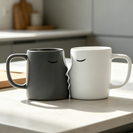 Kissing Couple Mug Set for Wedding, Engagement, Valentine’s Day, His and Hers, Mr and Mrs