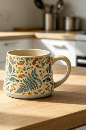 13oz Floral Design Ceramic Mug, Ideal Gift for Women, Vintage Pretty Style, Summer Whisper