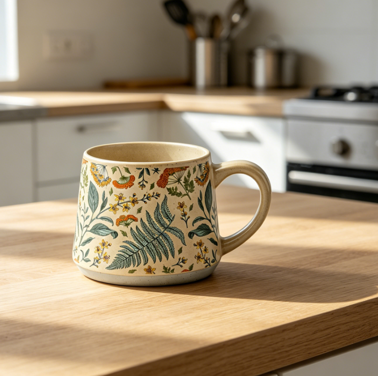 13oz Floral Design Ceramic Mug, Ideal Gift for Women, Vintage Pretty Style, Summer Whisper
