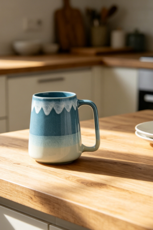 Large 24oz Ceramic Mug for Latte or Tea, Smooth Glaze, Dishwasher & Microwave Safe, Light Blue