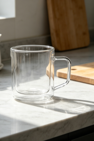 Set of 2 Clear Glass Mugs