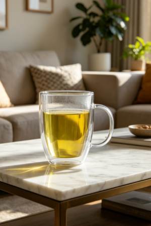 Set of 2 Double-Wall Insulated Glass Mugs, 15oz Each