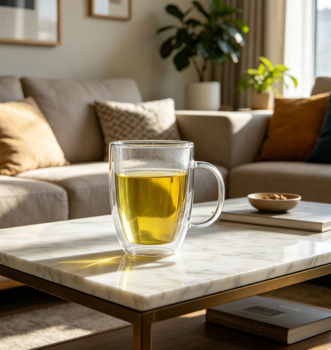 Set of 2 Double-Wall Insulated Glass Mugs, 15oz Each