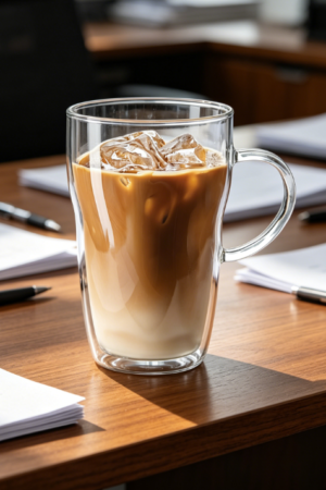Heat-Resistant Glass Mug, 15.2oz, Microwave & Dishwasher Safe