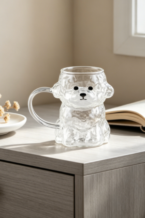 Large Die-Cut Glass Mug, 12.8oz, Toy Poodle Design, for Birthday or New Year