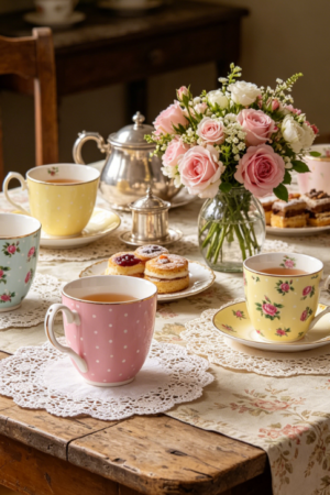 Set of 8 Floral 12oz Porcelain Bone China Mugs, for Coffee or Tea, Large Size